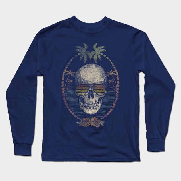 Palm Skull Long Sleeve T-Shirt by mikekoubou